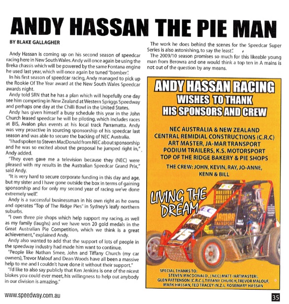 Andy Hassan Racing, The Pie Man